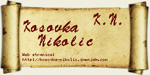 Kosovka Nikolić vizit kartica